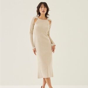 Love bonito  Long Sleeve Cream Dress